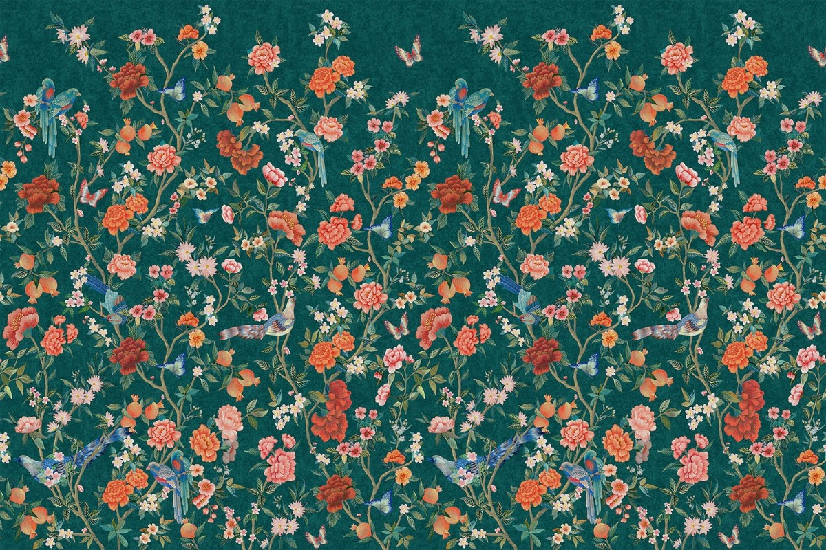 Afbeeldingen van Imperial Gardens teal - 99511